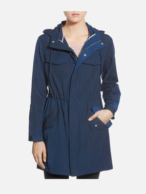 Madewell Fielder Anorak Navy Hooded Trench Coat
